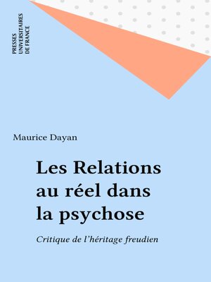 cover image of Les Relations au réel dans la psychose